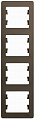 Рамка Schneider Electric Glossa Шоколад 4-постовая вертикальная
