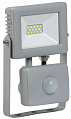 IEK СДО07-10Д Прожектор LED СОВ c датчиком движения 150х90х25мм 10W 6500K 800Lm угол луча 120°С IP44 Серый
