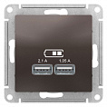 Розетка USB Мокко AtlasDesign 5В 1 порт x 2,1A 2 порта х 1,05A механизм