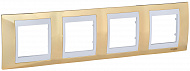Schneider Electric Unica Хамелеон Золото/Белый Рамка 4-ая горизонтальная