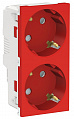Schneider Electric Unica New Modular Красный Розетка двойная со шторками с заземлением винтовой зажим