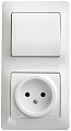 Блок: Розетка + выключатель Schneider Electric Glossa Белый 1-клавишный