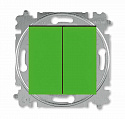 ABB Levit Выключатель двухклавишный зелёный / дымчатый чёрный