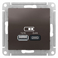 Розетка USB Мокко AtlasDesign A+С 5В/2,4А 2х5В/1,2А механизм