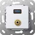 Gira System-55 Белый глянец Разъем USB 3.0 тип A + миниразъем, разветвительный кабель