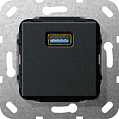Gira System-55 Черный матовый Разъем USB 3.0 тип A, инвертирующий адаптер