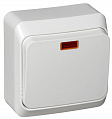SE Этюд Белый Выключатель кнопочный накладного монтажа 10A (схема 1) с подсветкой IP20