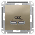 Розетка USB Шампань AtlasDesign 5В 1 порт x 2,1A 2 порта х 1,05A механизм