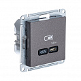 Розетка USB Мокко AtlasDesign тип-C 65W высокоскор.заряд. QC PD механизм
