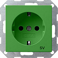 Gira System-55 Зеленый глянецевый Розетка 1-ая с заземлением с маркировкой SV (обычные меры безопасности)