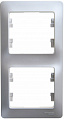 Рамка Schneider Electric Glossa Алюминий 2-постовая вертикальная