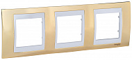 Schneider Electric Unica Хамелеон Золото/Белый Рамка 3-ая горизонтальная