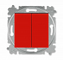 ABB Levit Выключатель двухклавишный красный / дымчатый чёрный