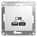 Розетка USB Schneider Electric Glossa Белый  A+С, 5В/2,4 А 2х5В/1,2 А механизм