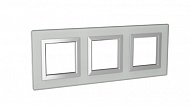 DKC Рамка из натурального стекла,"Avanti", светло-серая, 6 модулей