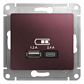 Розетка USB Schneider Electric Glossa Баклажановый  A+С, 5В/2,4А 2х5В/1,2 А механизм