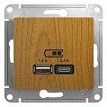 Розетка USB Schneider Electric Glossa Дуб  A+С, 5В/2,4А 2х5В/1,2 А механизм