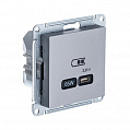 Розетка USB Сталь AtlasDesign тип-C 65W высокоскор.заряд. QC PD механизм