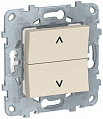 Schneider Electric Unica New Бежевый Выключатель для жалюзи 2-клавишный кнопочный 2 х сх.4