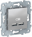 Schneider Electric Unica New Алюминий Розетка USB 2-местная 5 В / 2100 мА