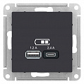 Розетка USB Карбон AtlasDesign A+С 5В/2,4А 2х5В/1,2 А механизм