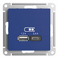 Розетка USB Аквамаринин AtlasDesign A+С 5В/24А 2х5В/12А механизм