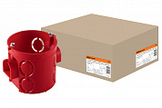TDM Установочная коробка СП D68х62мм, углубленная, саморезы, стыковочные узлы, красная, IP20