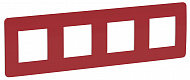 Schneider Electric Unica New Studio Color Красный/Белый Рамка 4-постовая