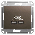Розетка USB Schneider Electric Glossa Шоколад  A+A5В/2,1 А 2х5В/1,05 А механизм