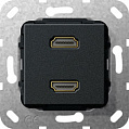 Gira System-55 Черный матовый Разъем HDMI High Speed with Ethernet инвертирующий адаптер 2-местн.