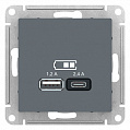 Розетка USB Грифель AtlasDesign A+С 5В/2,4А 2х5В/1,2А механизм