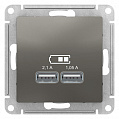 Розетка USB Сталь AtlasDesign 5В 1 порт x 2,1A 2 порта х 1,05A механизм