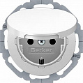 Berker R.1/R.3 Полярная белизна глянцевый Розетка с заземлением с з/ш и крышкой изменяемая до 45С безвинтовой зажим